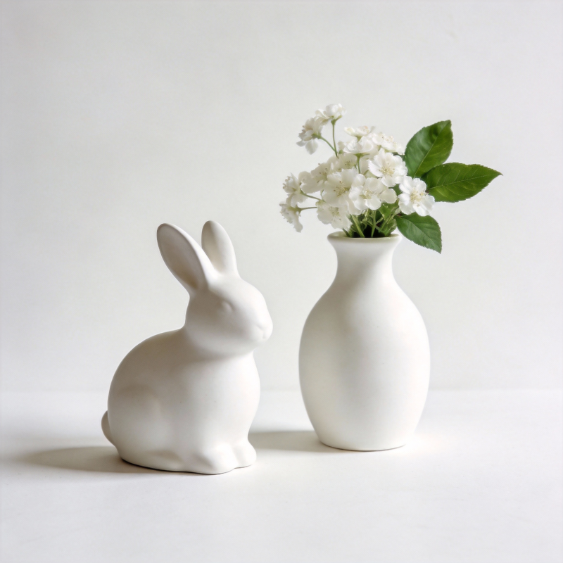 白兔与花瓶静物图片