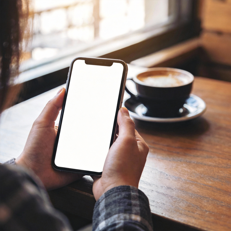 咖啡馆里刷手机图片