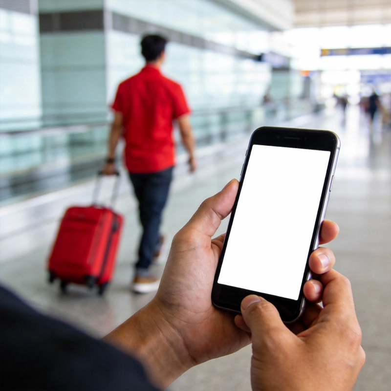机场候机 手机在手图片