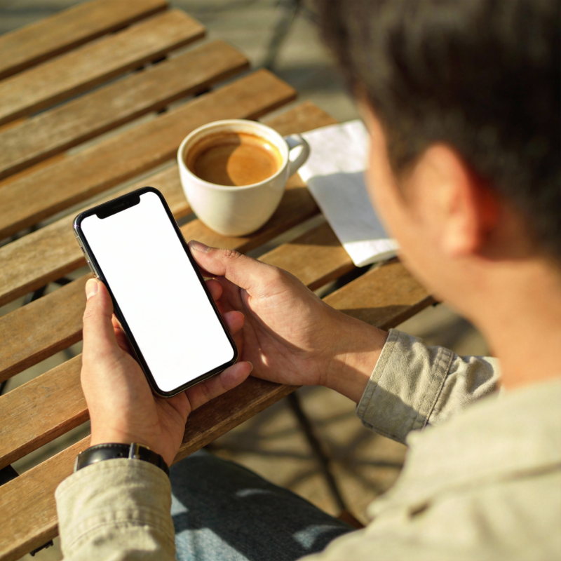 咖啡时光 手机在手图片