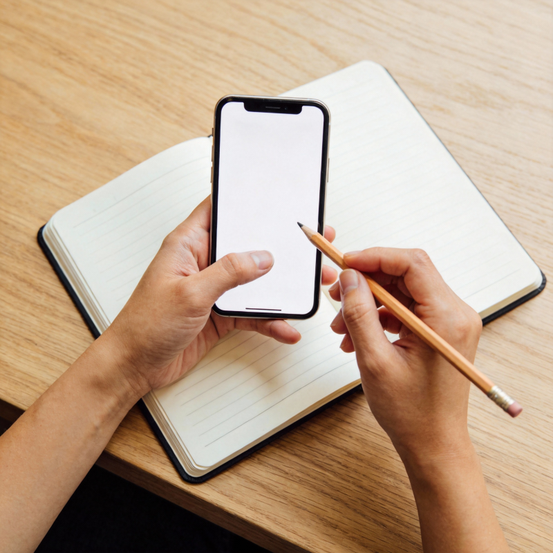 手机与笔记共写图片
