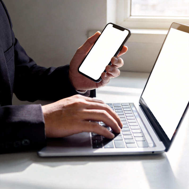 办公中的手机与电脑图片