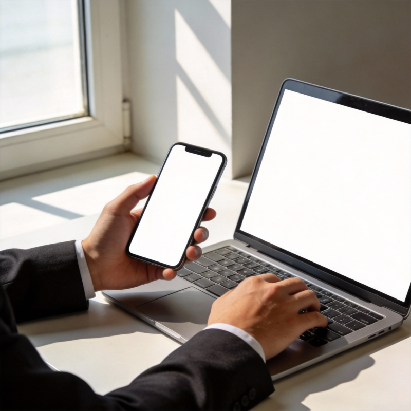 办公桌前的双屏操作图片