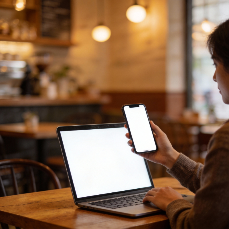 咖啡馆中专注工作图片