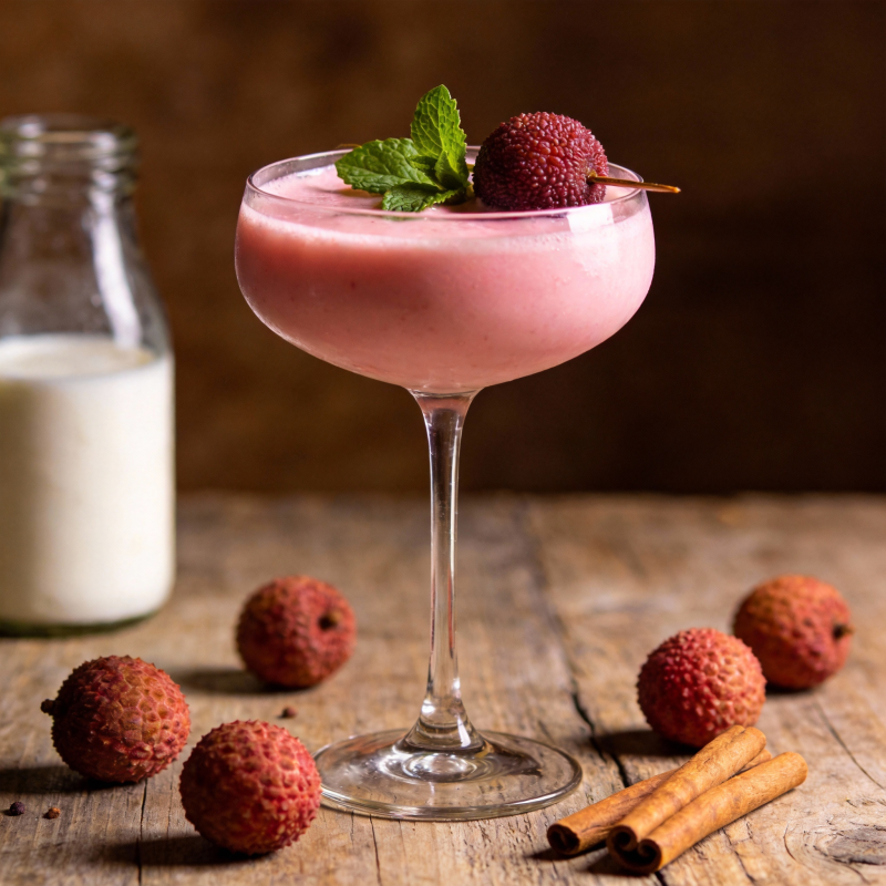 荔枝奶昔鸡尾酒图片