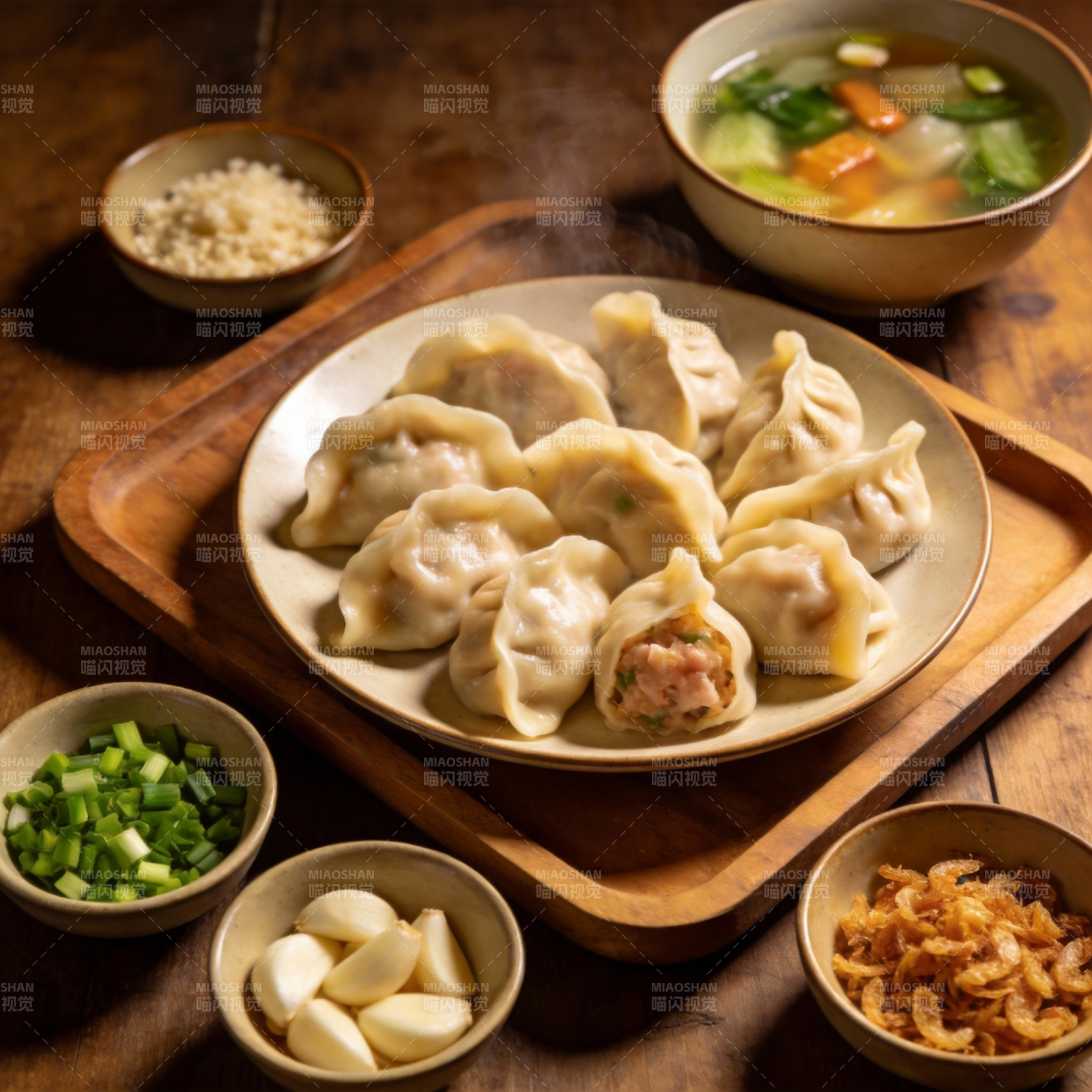 美味饺子配汤图片