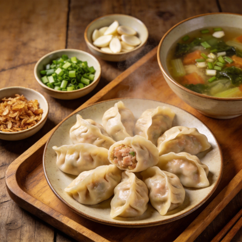 美味饺子配汤图片