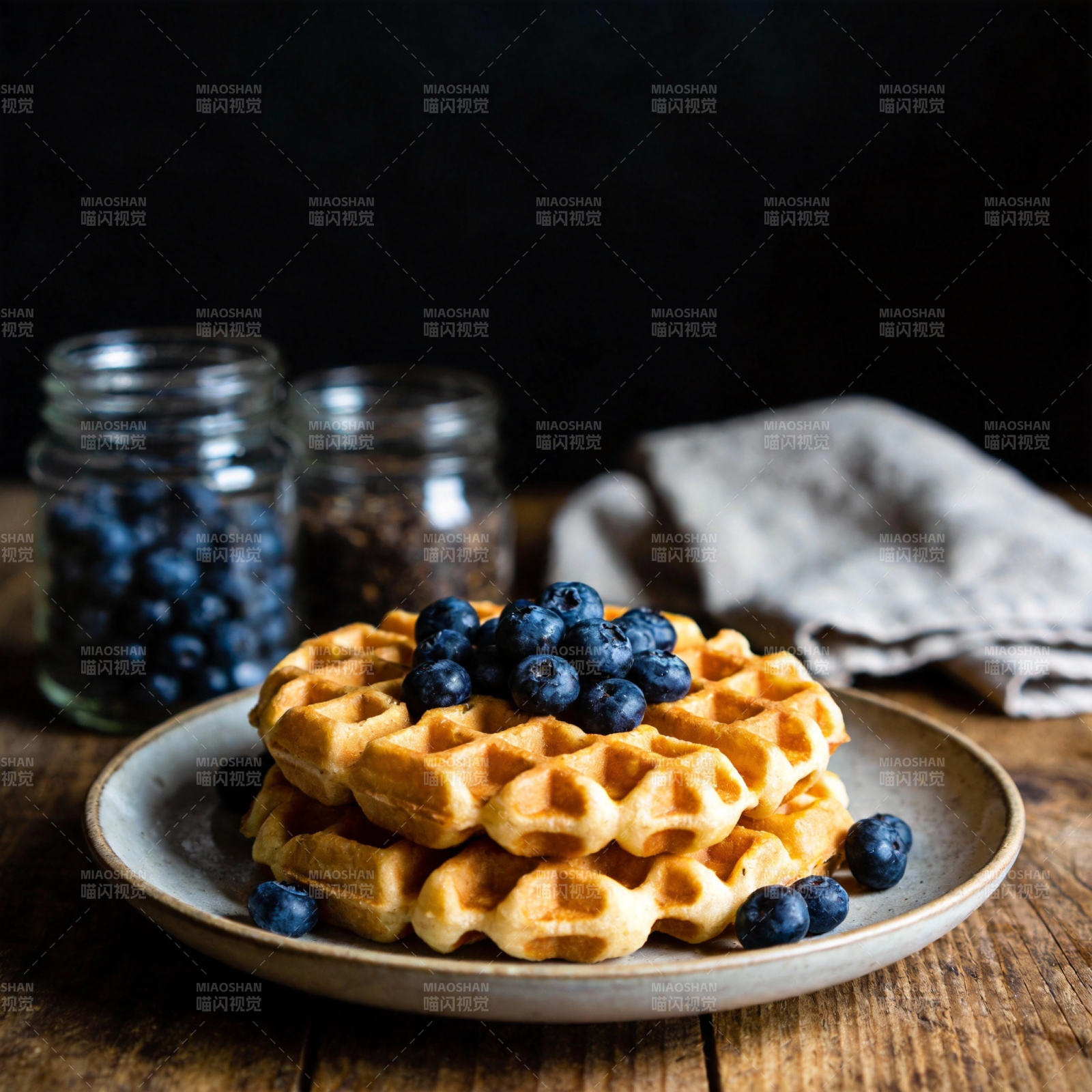 蓝莓华夫饼图片