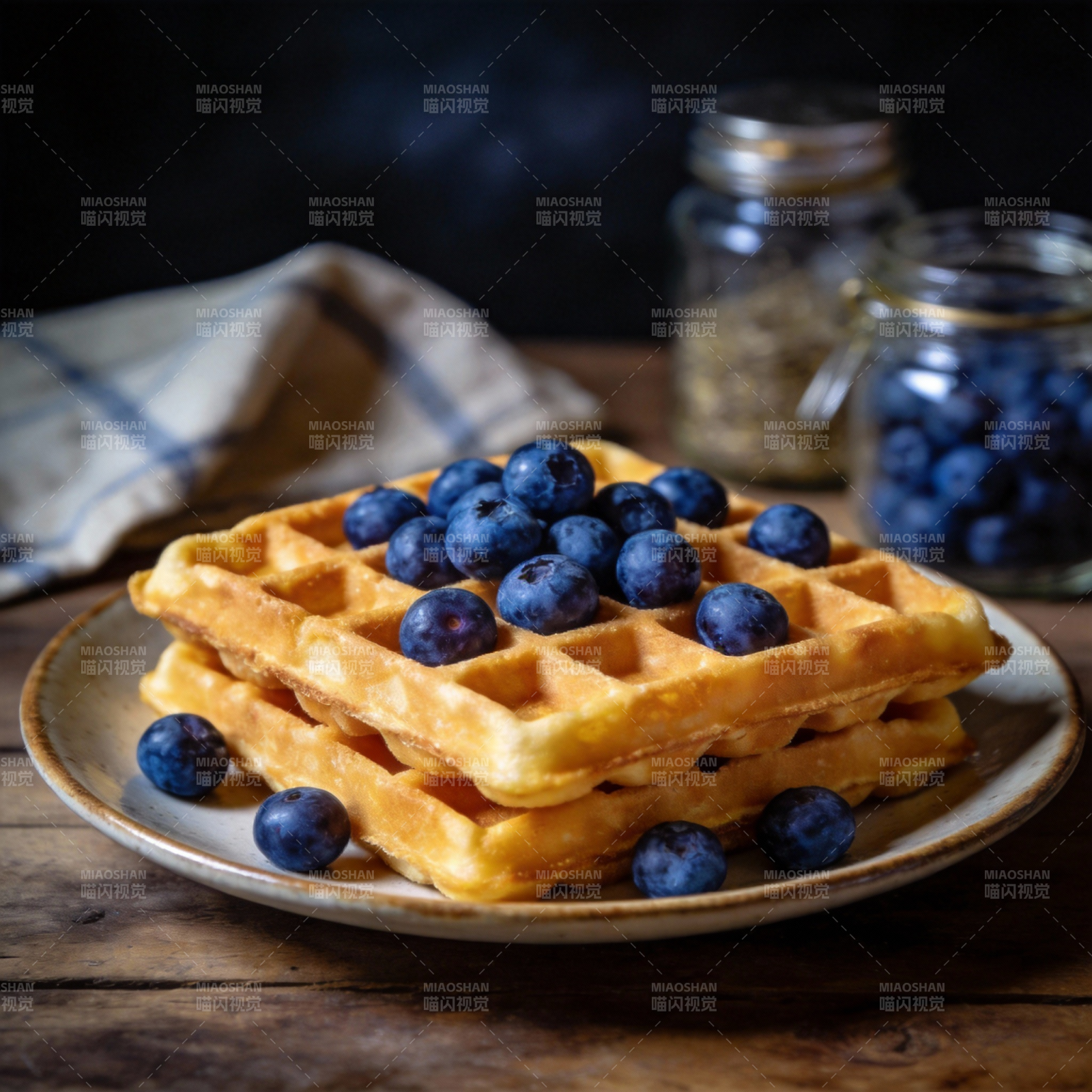 蓝莓华夫饼图片