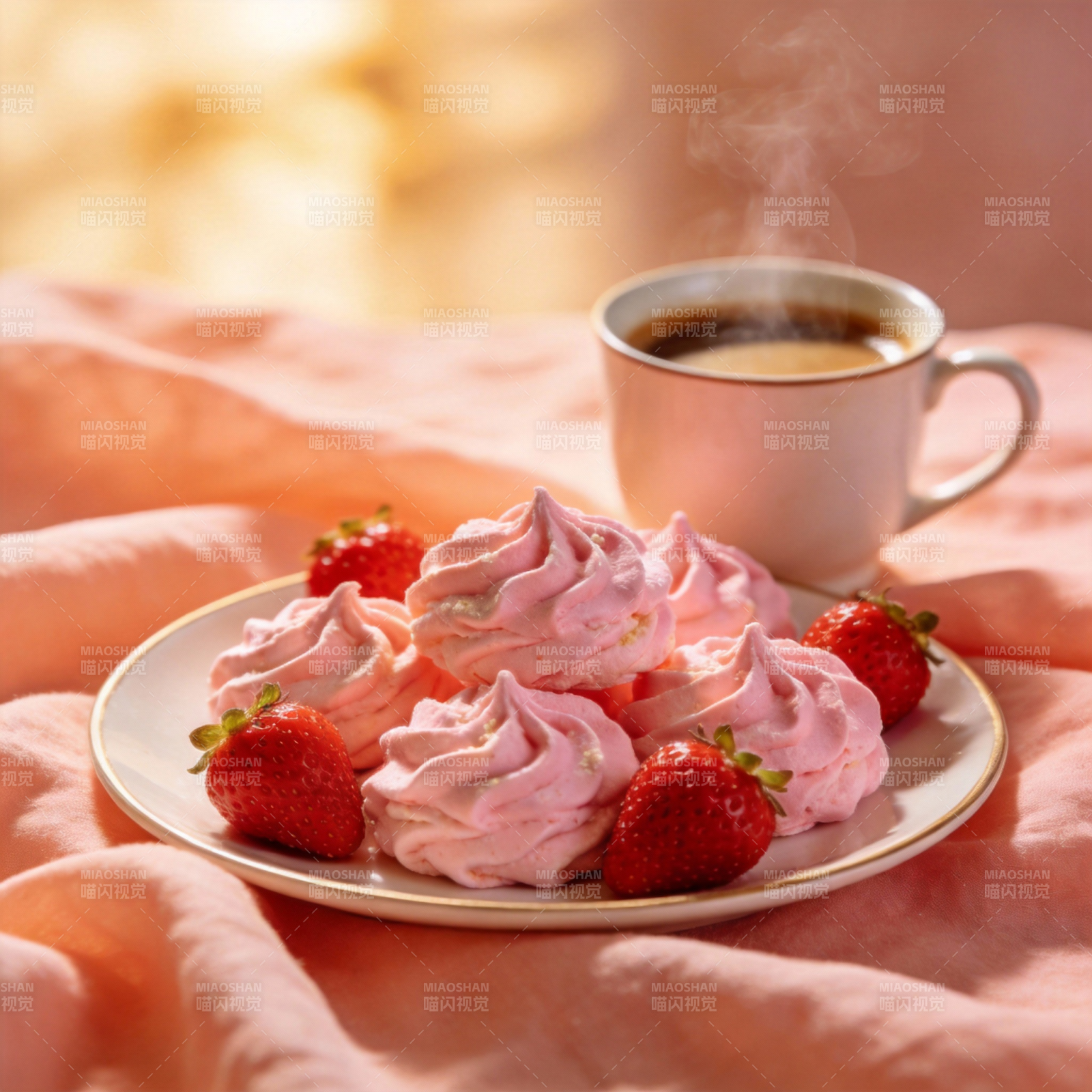 草莓奶油配咖啡图片