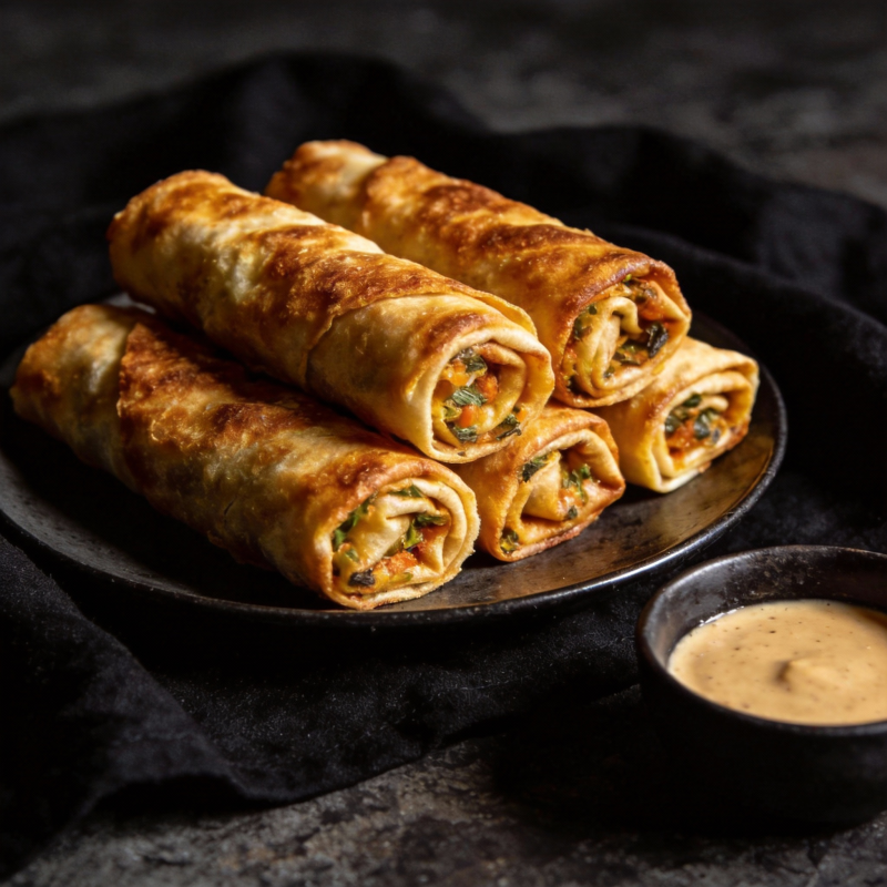 金黄卷饼配酱图片