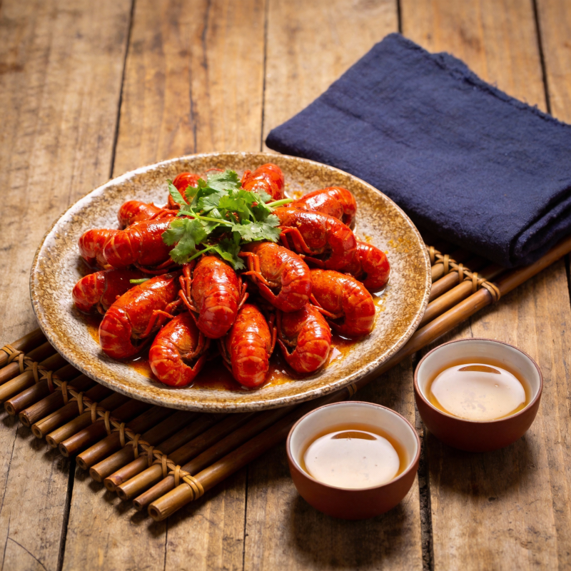 香辣小龙虾配茶图片