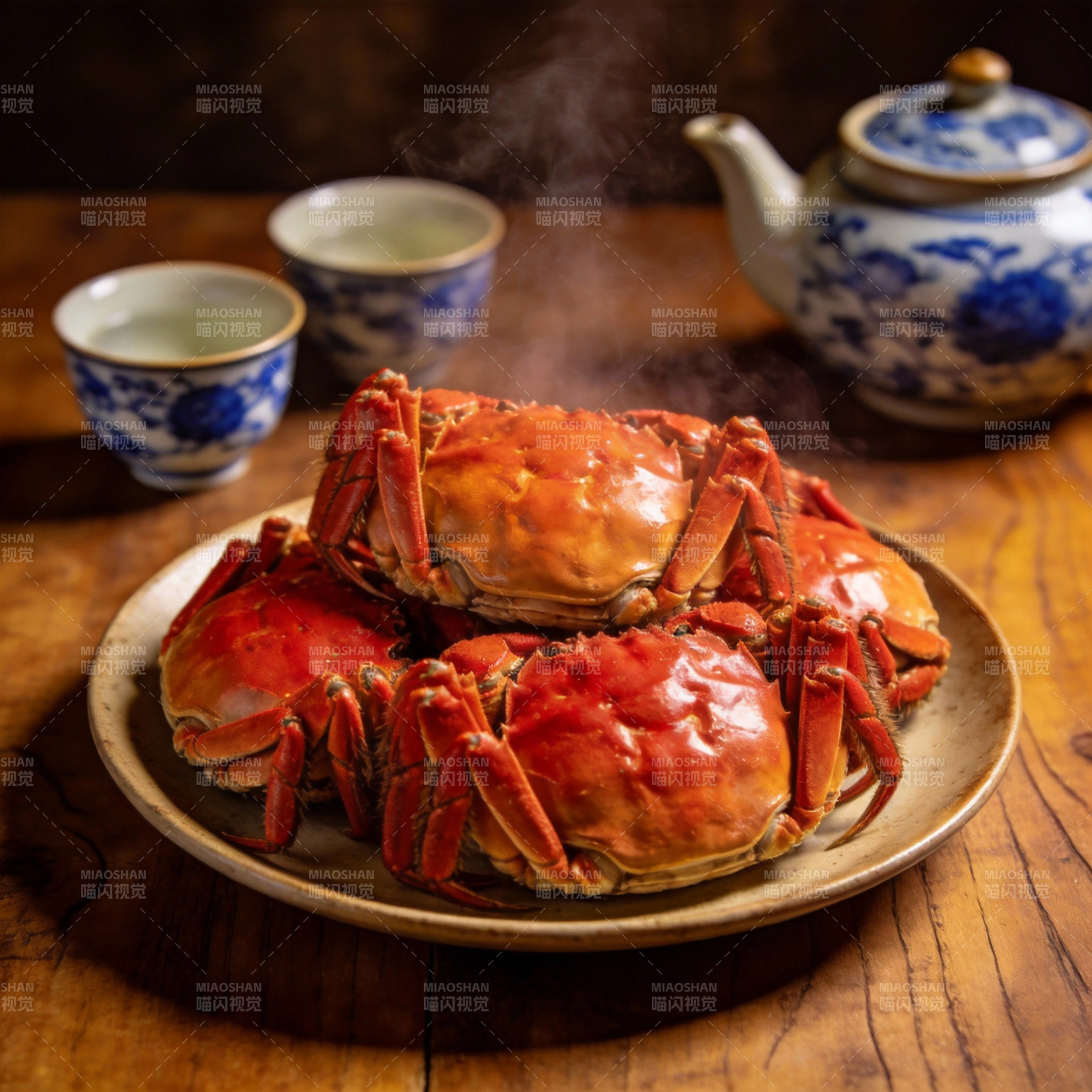 蒸蟹配茶香图片