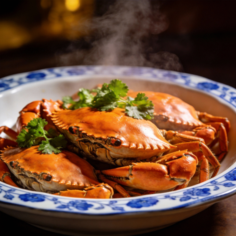 热气腾腾的蒸蟹图片