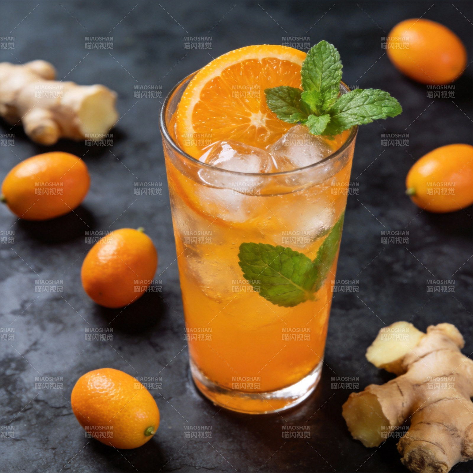 橙姜薄荷饮图片