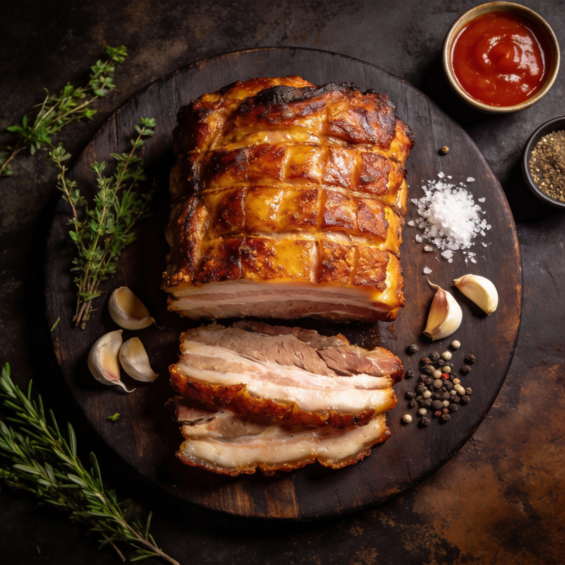 烤五花肉配香草图片