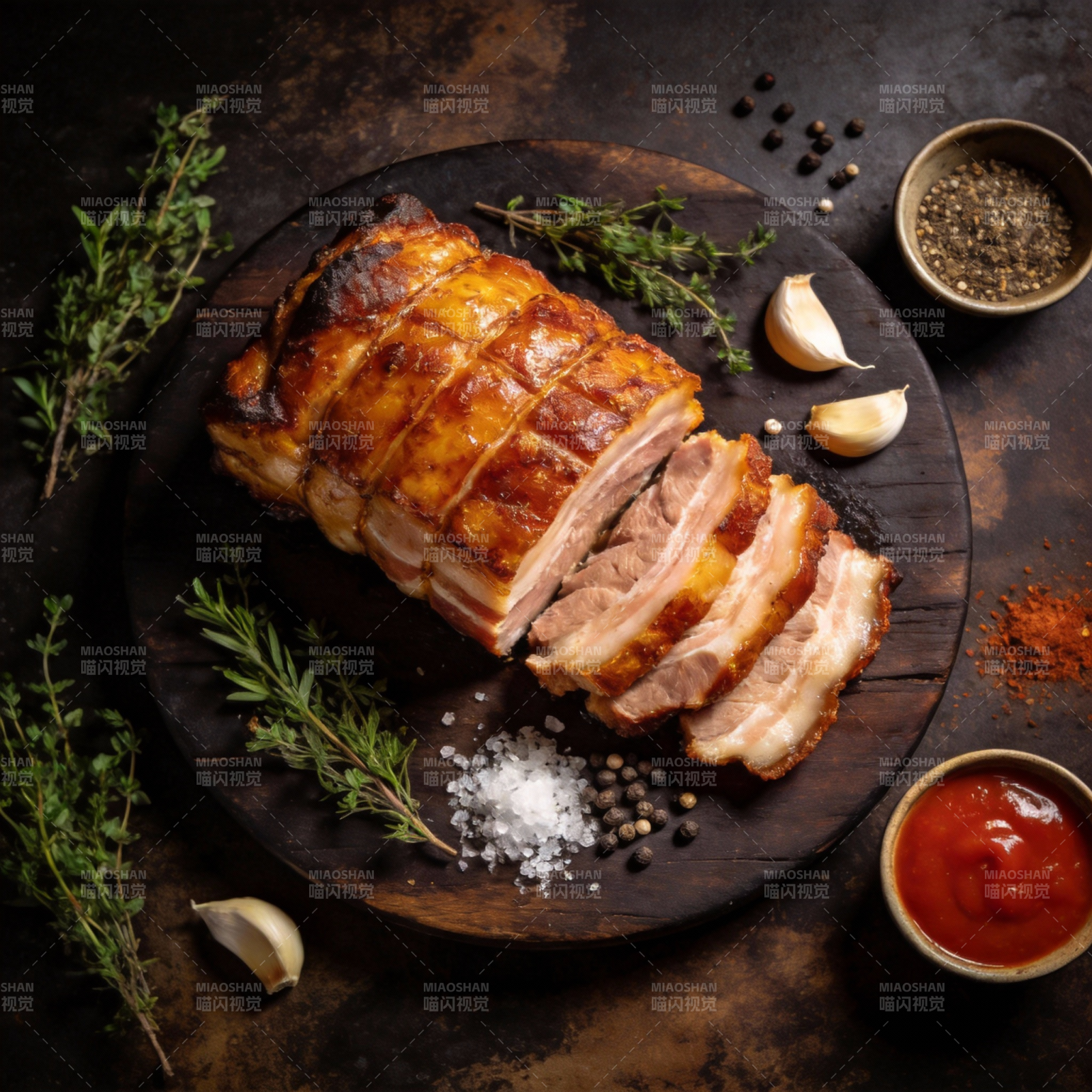 烤猪肋排配香料图片