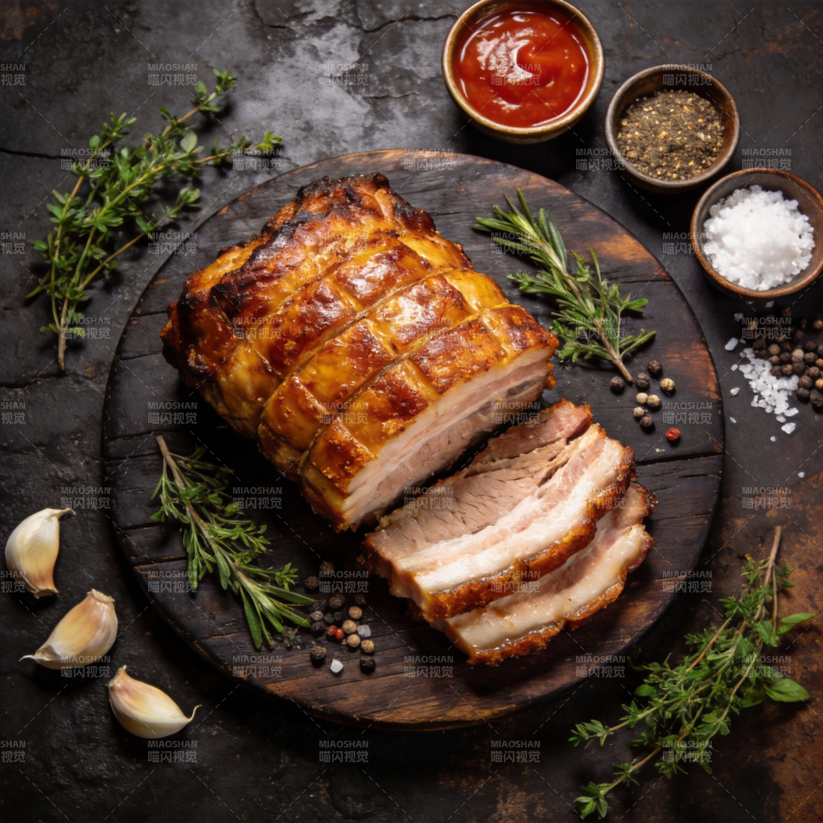 烤猪肋排配香草图片