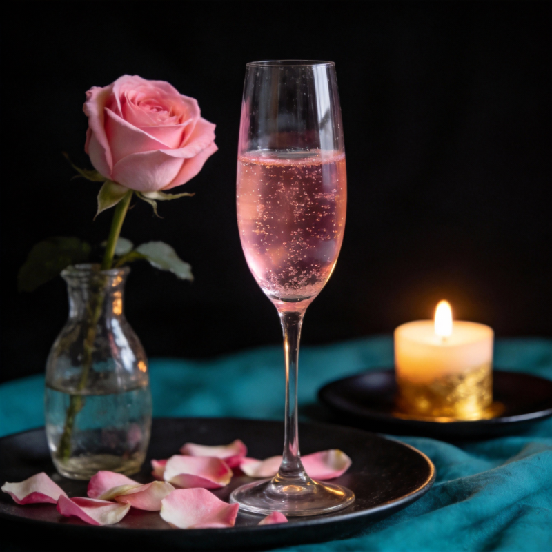 玫瑰与香槟的浪漫图片