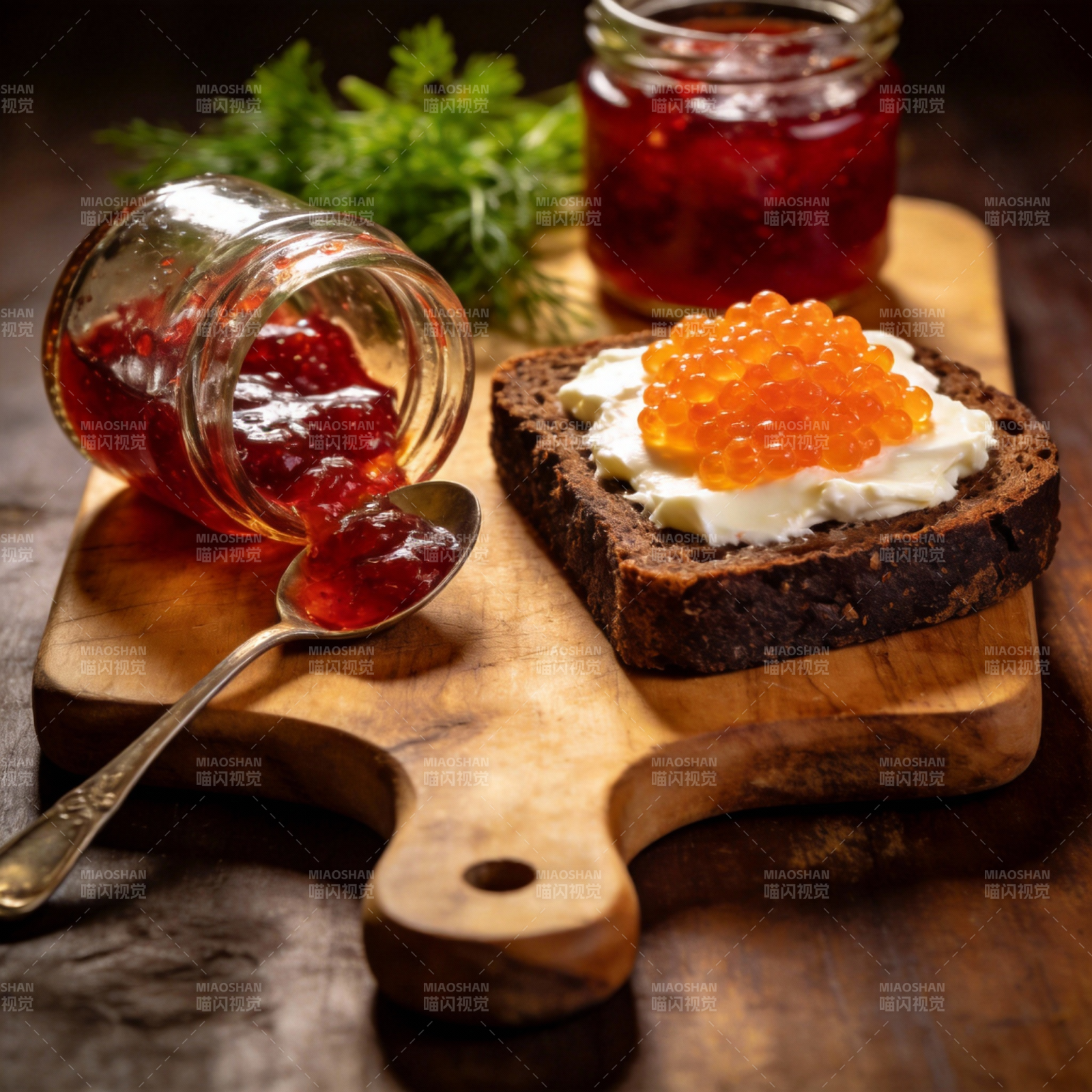 鱼子酱配面包图片