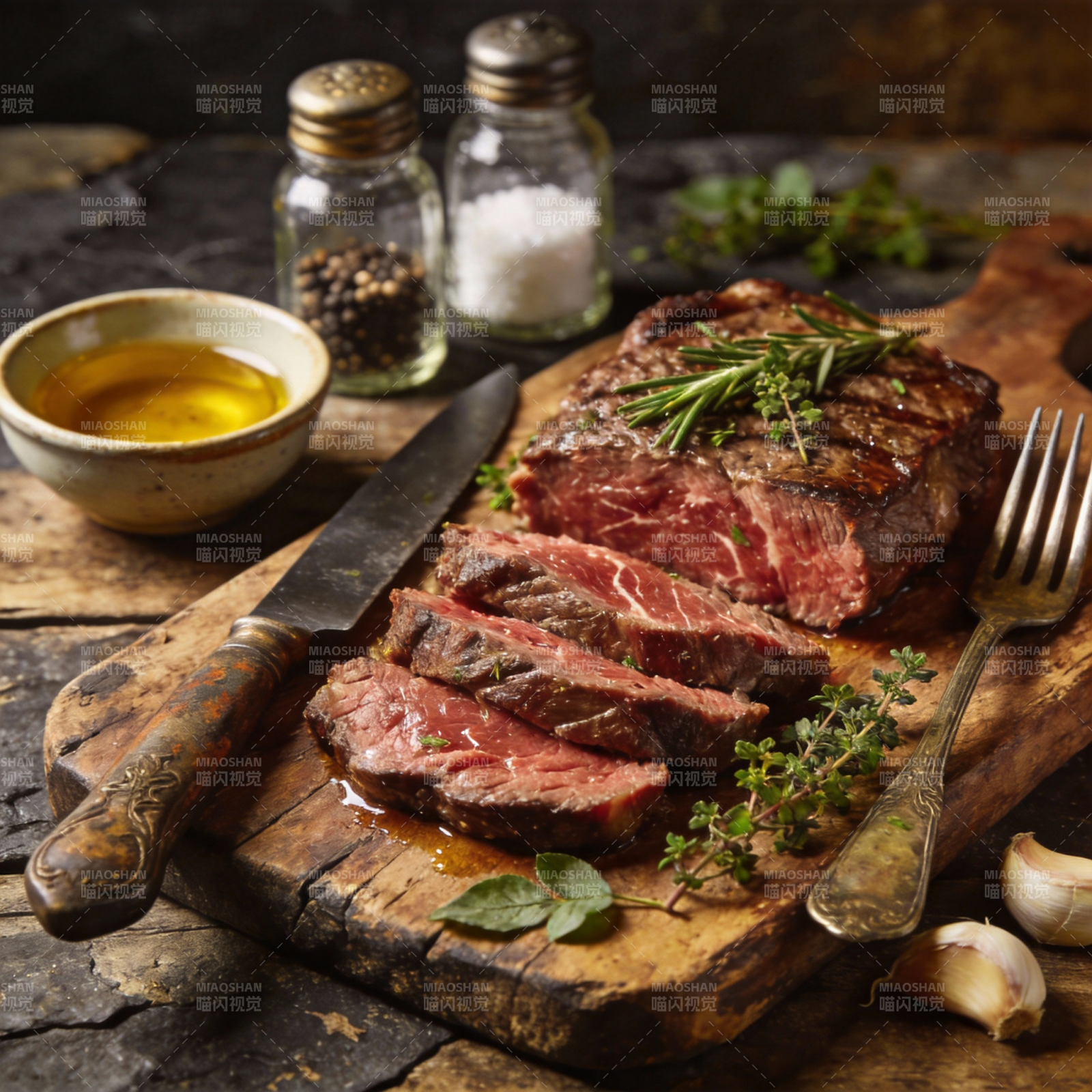 香煎牛排配香草图片