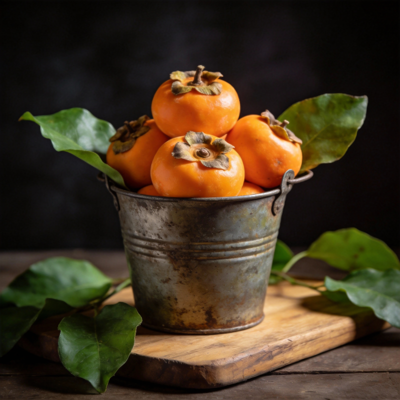 柿子满桶秋意浓图片