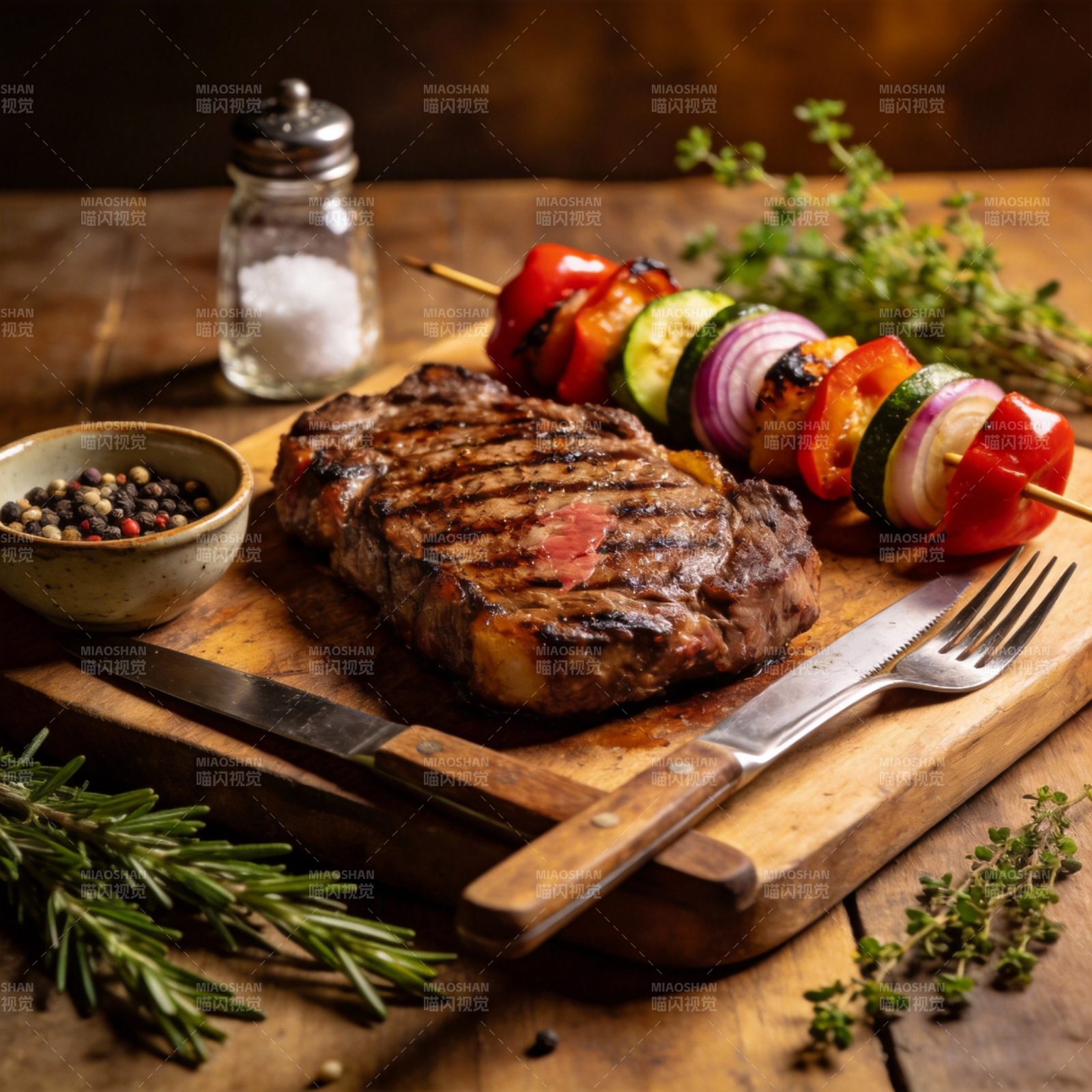 烤肉配蔬菜串图片