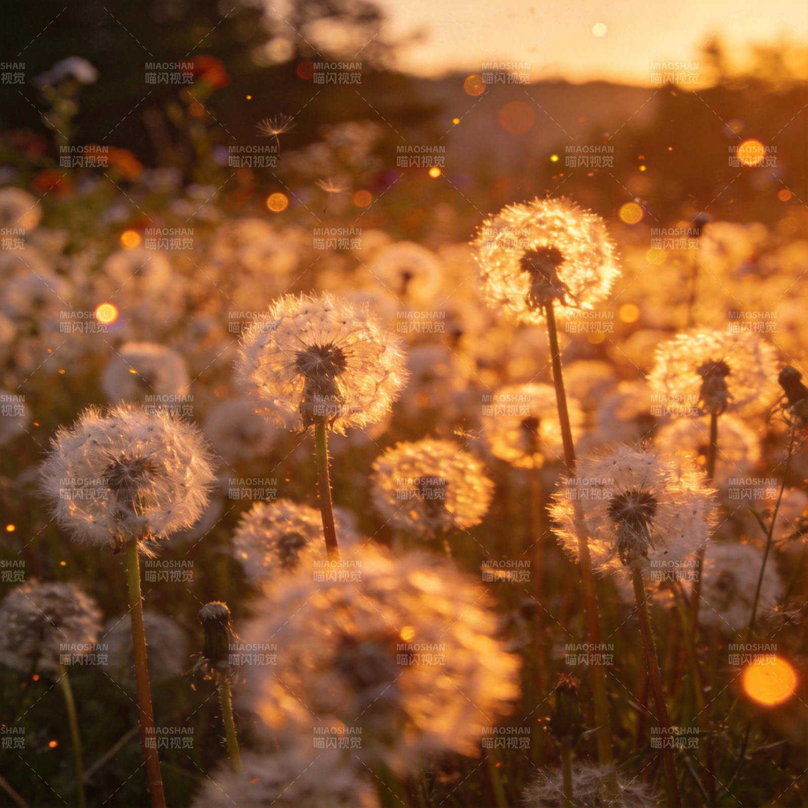 夕阳下的蒲公英图片