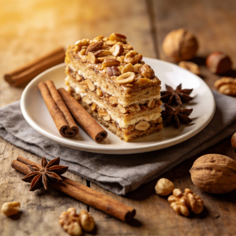 坚果蛋糕配香料图片