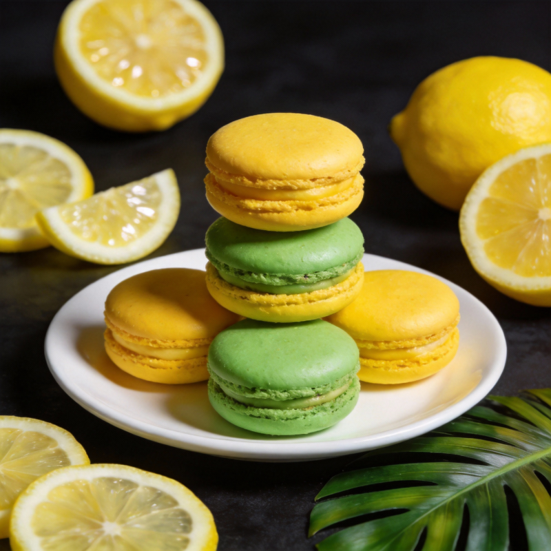 柠檬马卡龙图片