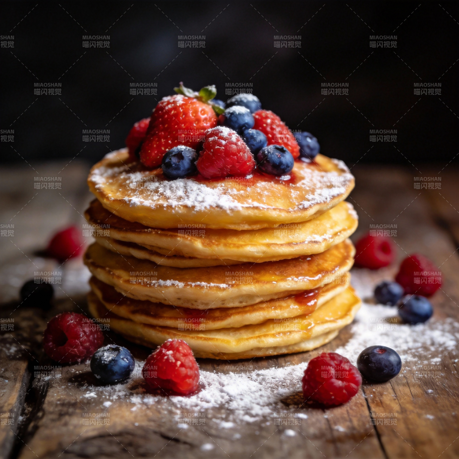 莓果松饼堆图片