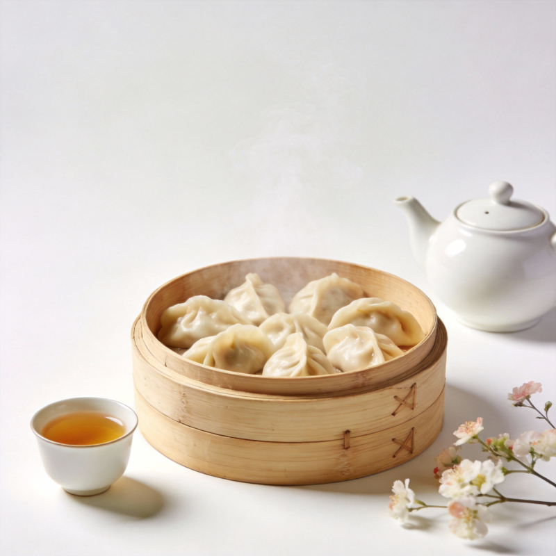 蒸饺配茶香图片