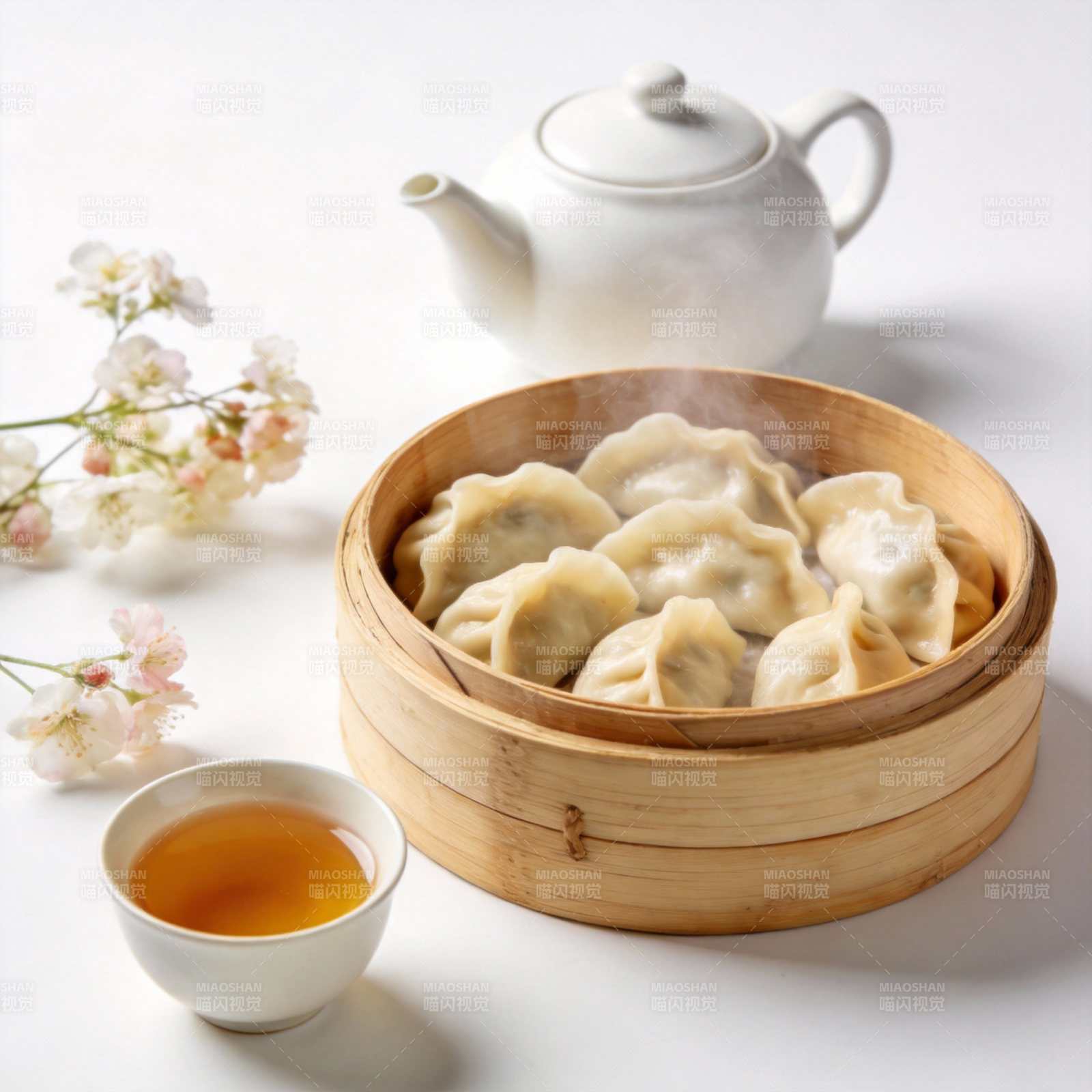 蒸饺配茶 清香怡人图片