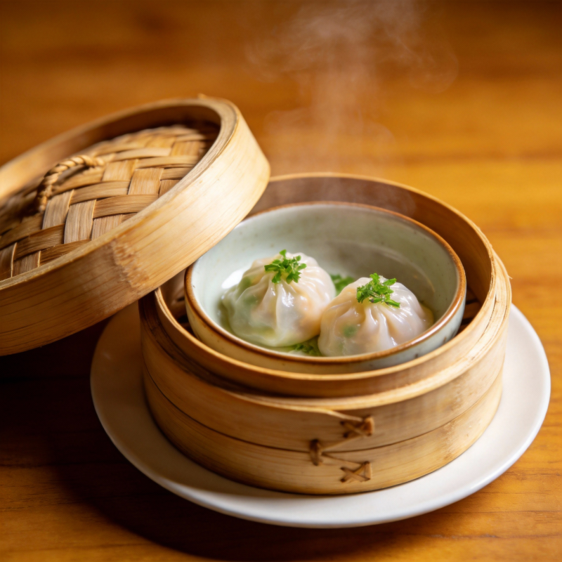 蒸笼里的鲜美小笼包图片