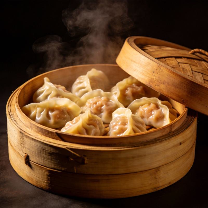 热气腾腾的蒸饺图片