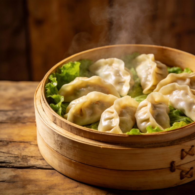 热气腾腾的蒸饺图片