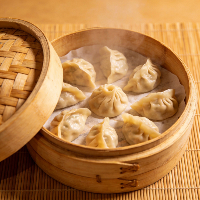 蒸笼里的美味饺子图片