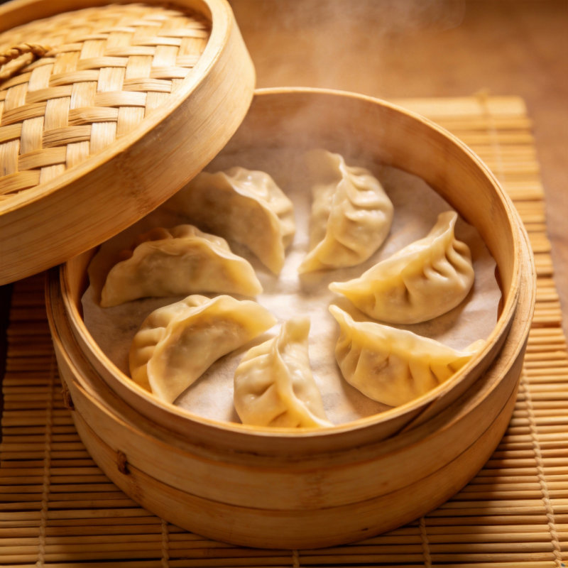 热气腾腾的蒸饺图片