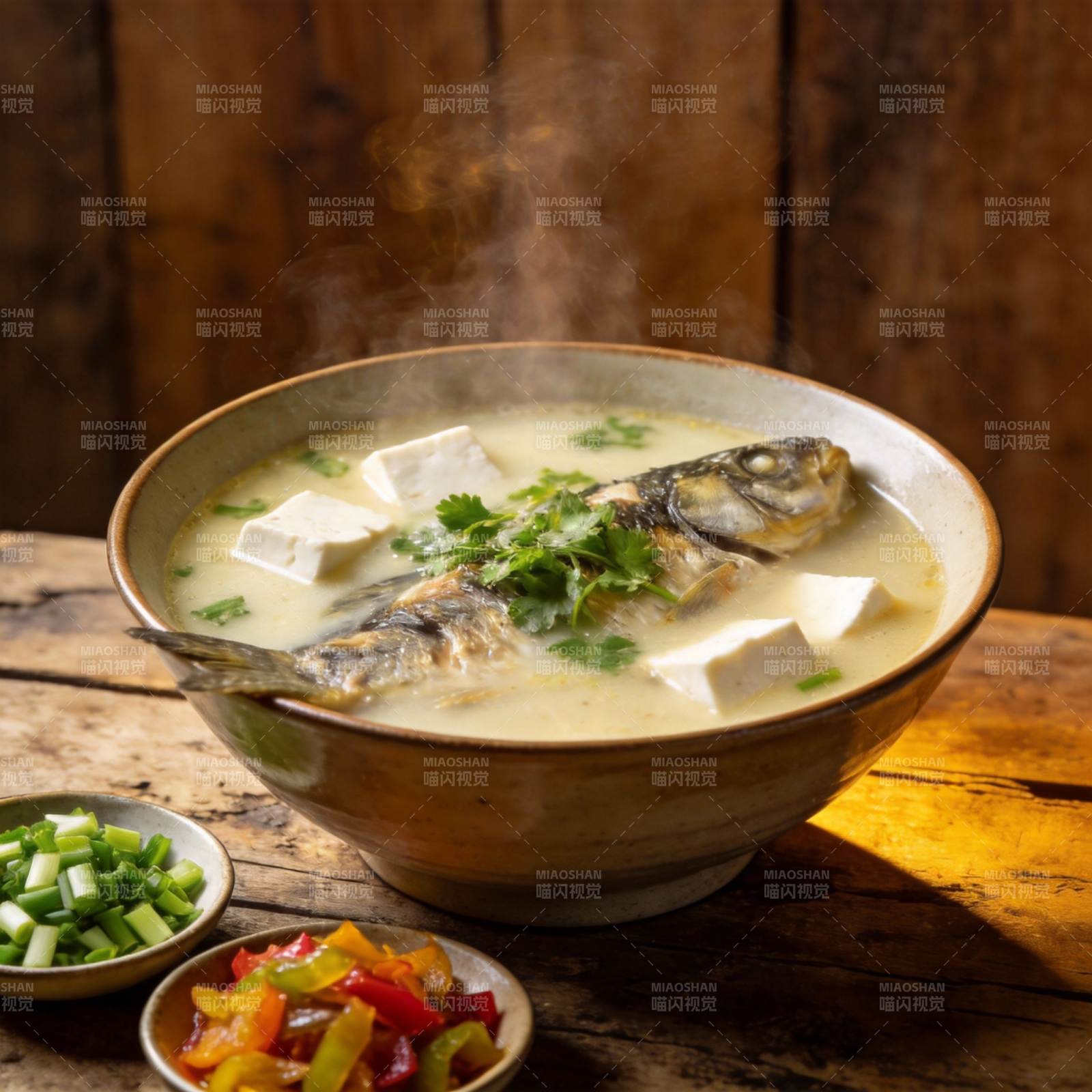 热腾腾的鱼头豆腐汤图片