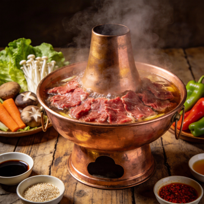 铜锅涮肉 热气腾腾图片