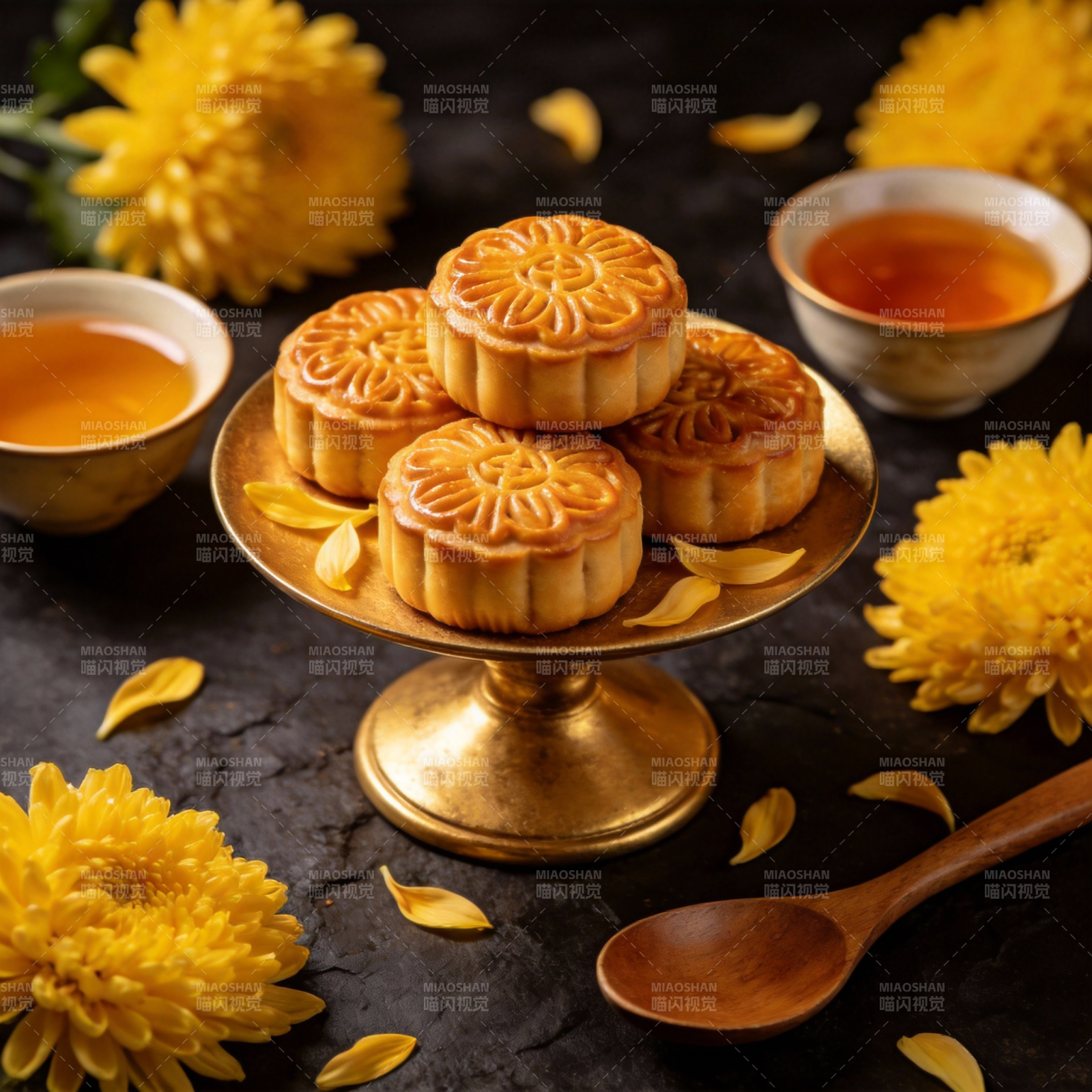 中秋月饼茶香伴图片