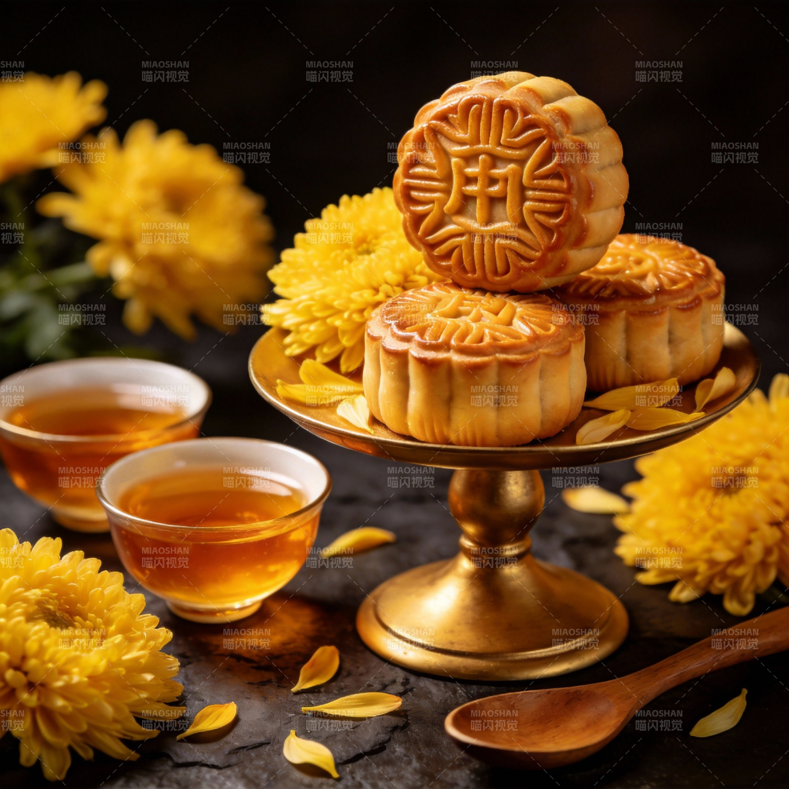 中秋月饼茶香伴图片