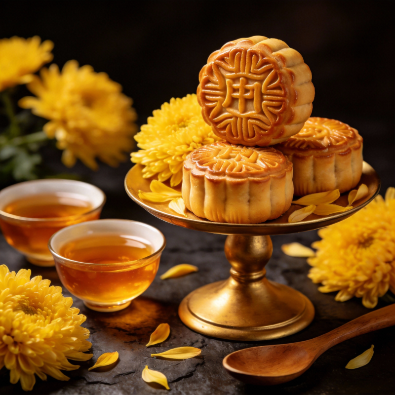 中秋月饼茶香伴图片