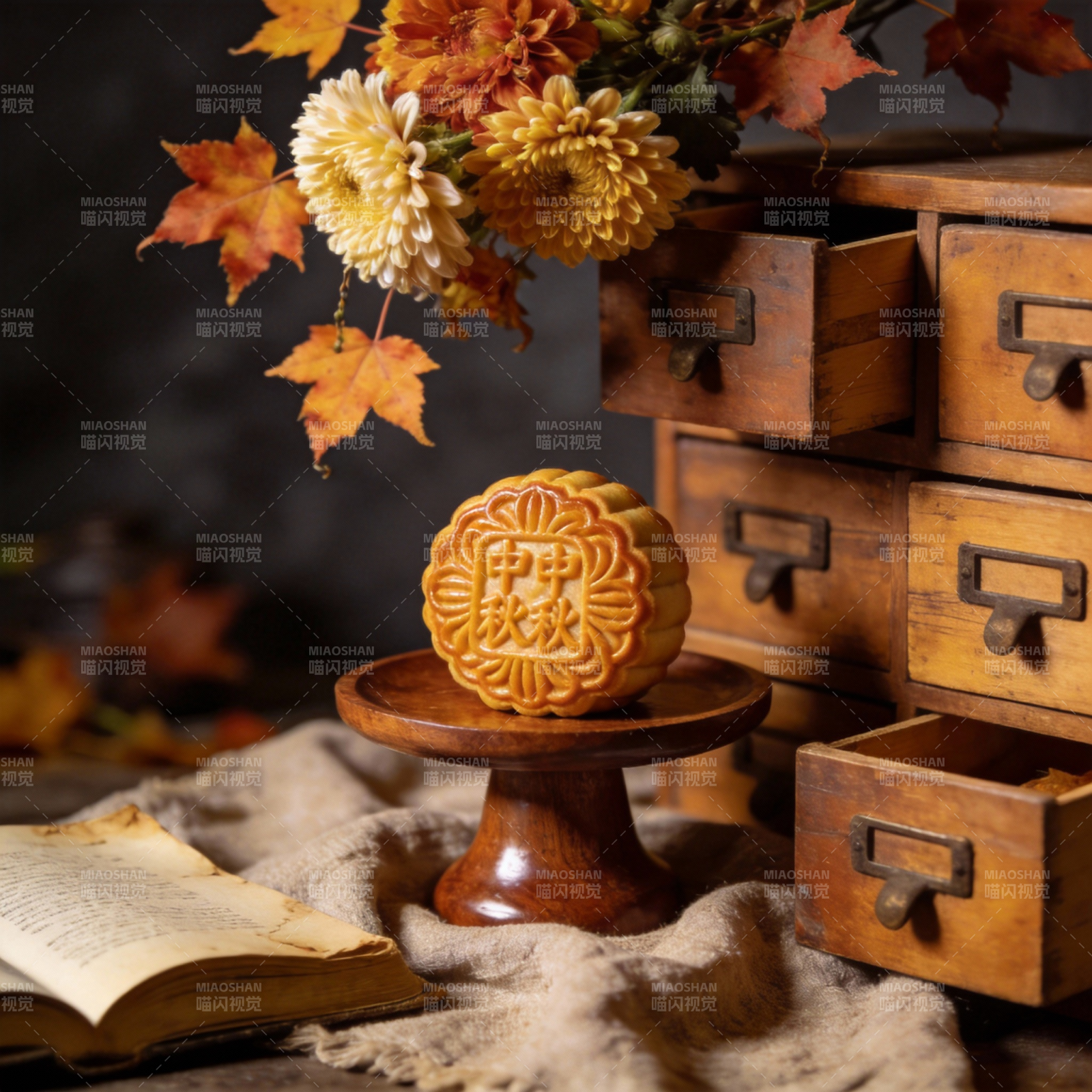 秋日月饼静景图片