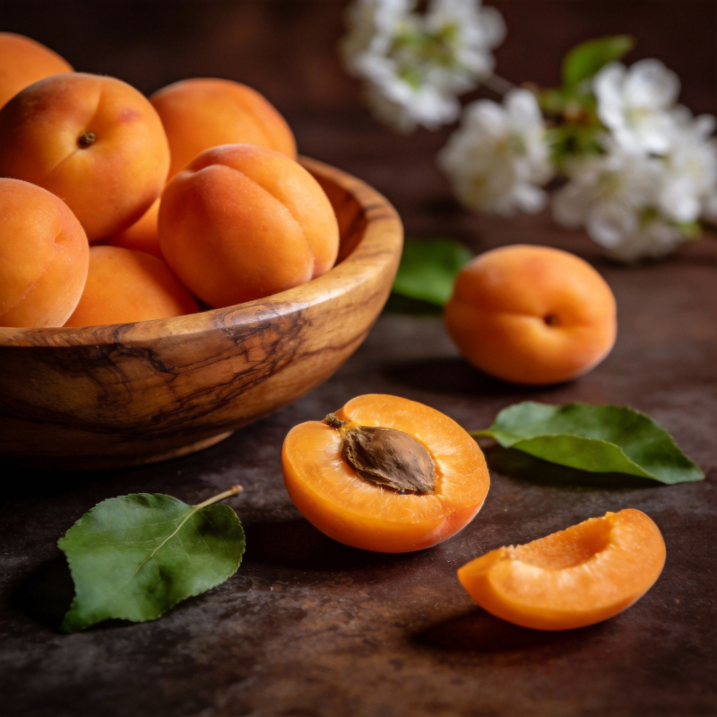 新鲜杏子与花瓣图片
