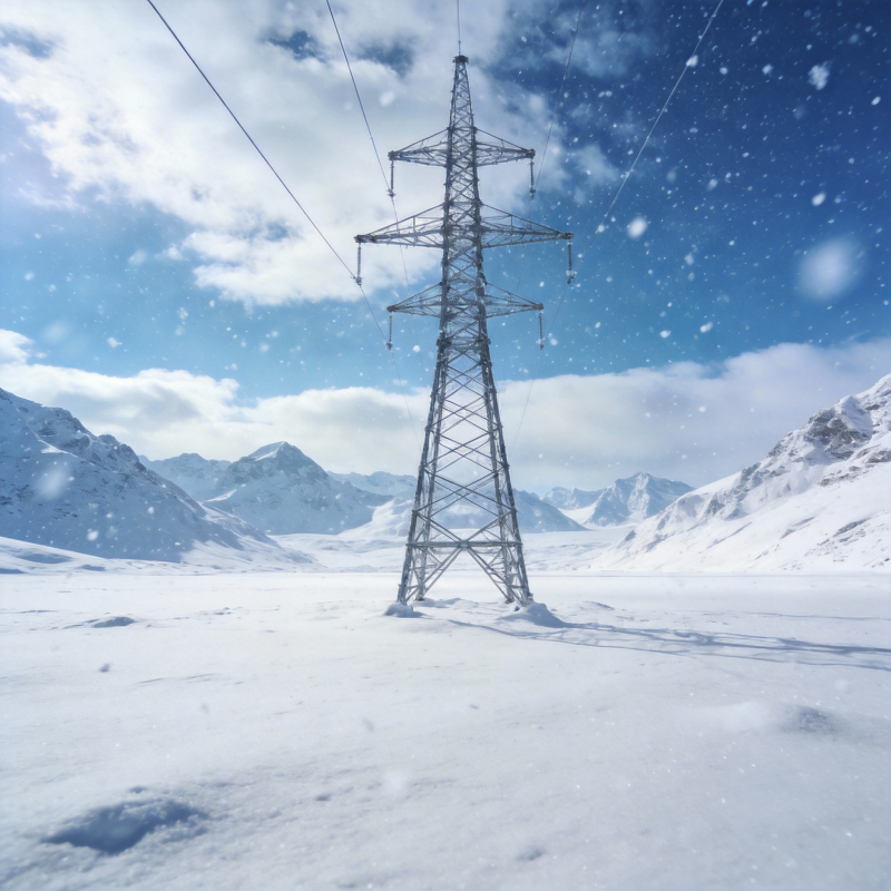 雪原电塔图片