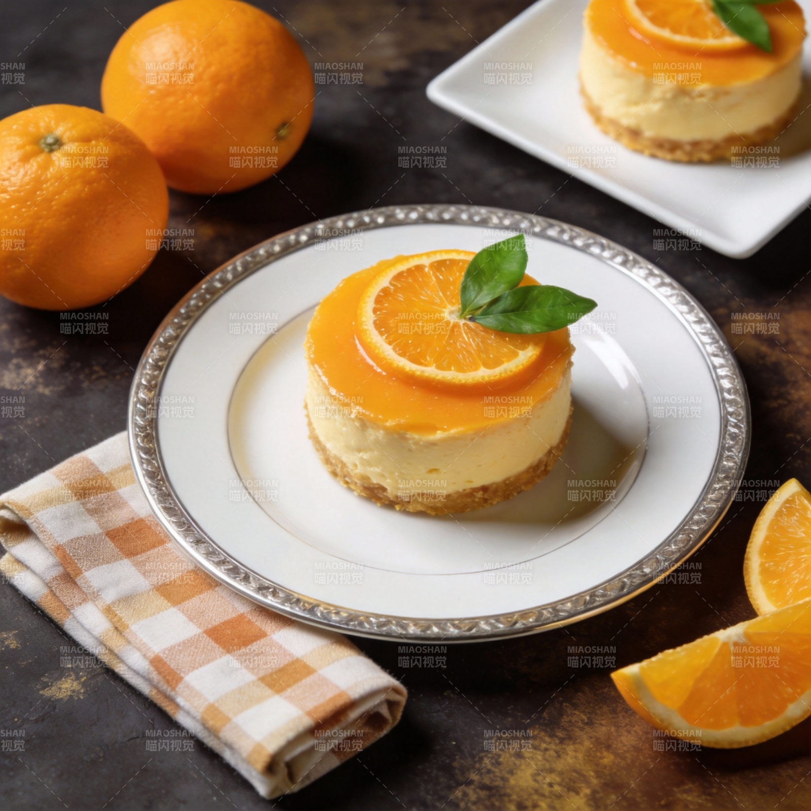 橙香芝士蛋糕图片