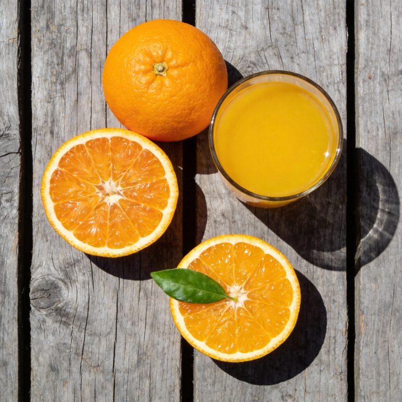 橙汁与新鲜橙子图片
