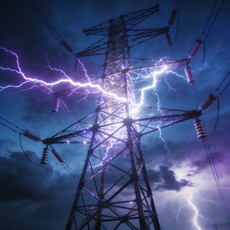 雷电交加的电网图片