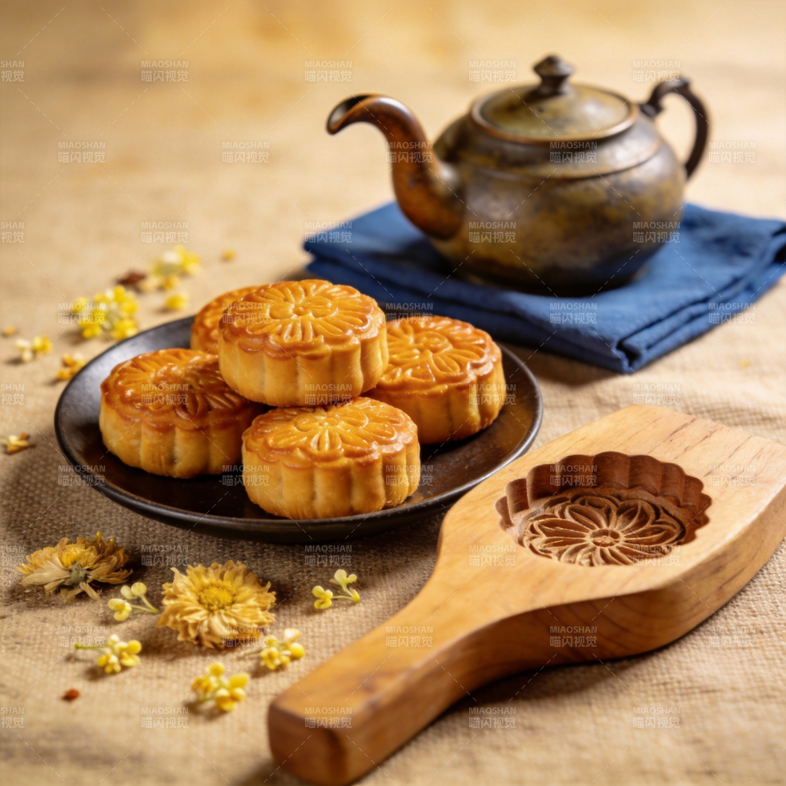 中秋月饼茶香伴图片